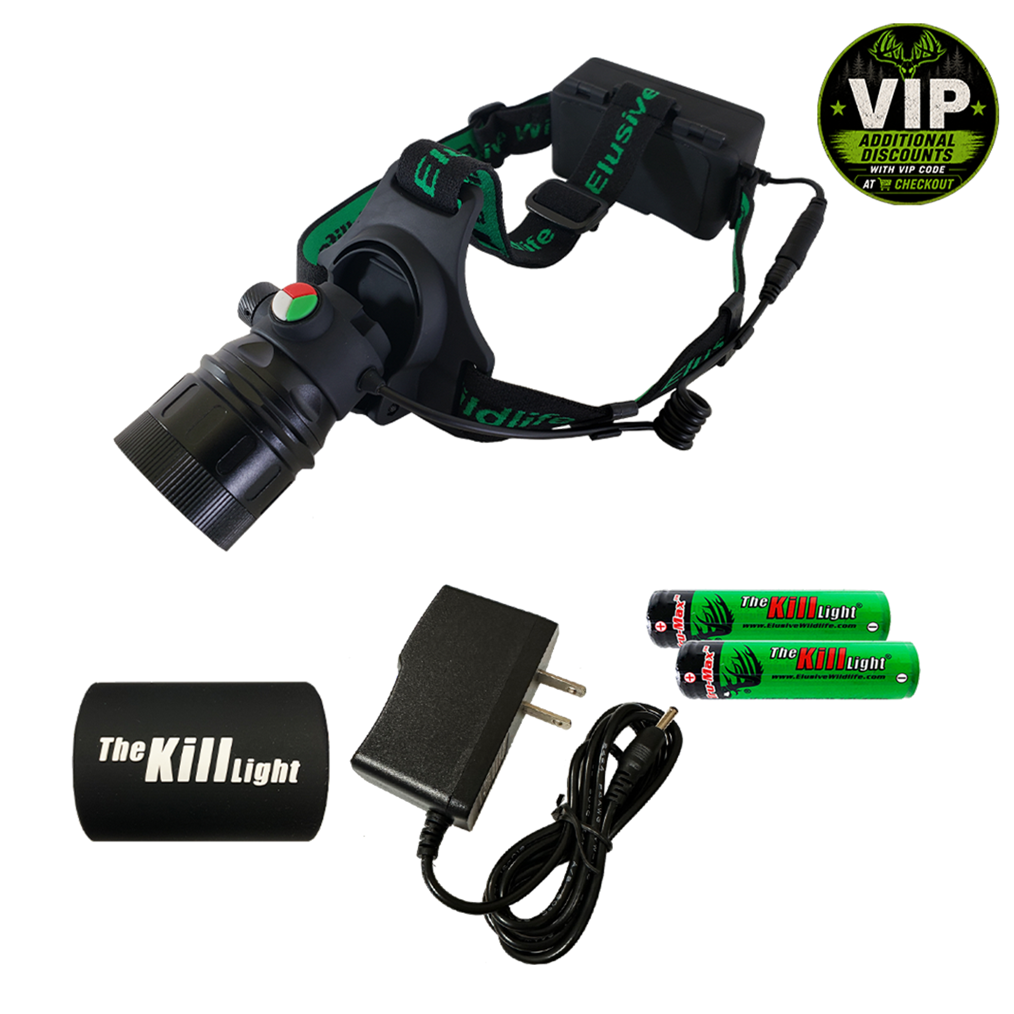 Elusive Wildlife 3 Color Pro Headlamp Kit with Adjustable Beam for Hunting, Hiking and Camping-Dimmable, Zoomable led headlamp with Over 200 Yards Distance High Power headlamps for Hunters