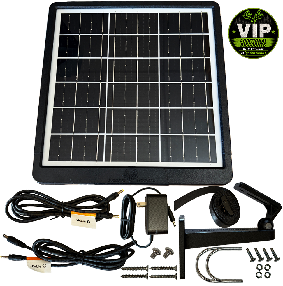 Elusive Wildlife REAKTOR XL Solar Power Pack – 26,000mAh Rechargeable Battery (6V/12V), 10.2 Watt Panel for Feeder Lights & Trail Cameras